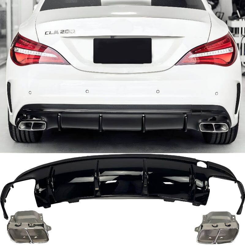 Mercedes CLA-Klasse C117 X117 Diffusor mit Auspuffblenden (Chrom) in CLA 45 AMG Optik RS