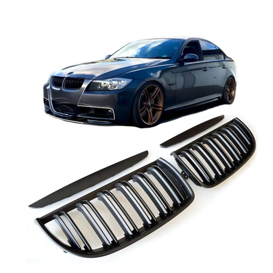 BMW 3ER E90 E91 BIS 08 KÜHLERGRILL DOPPELSTEG MATT SCHWARZ - RSHOP