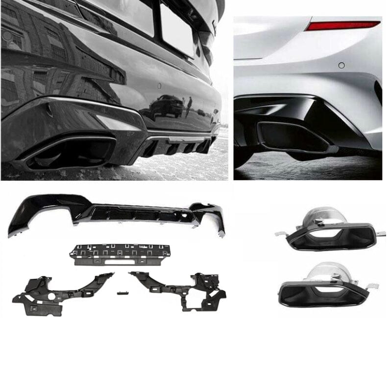 BMW 3er G20 M340i Diffusor + Auspuffblenden Schwarz RS 