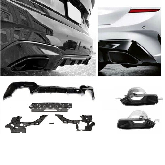 BMW 3er G20 M340i Diffusor + Auspuffblenden Schwarz RS 