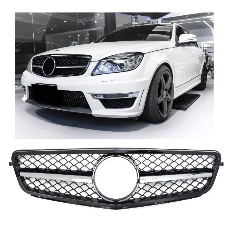 Mercedes C-Klasse W204 S204 Sportgrill Schwarz + Chrom RSHOP 