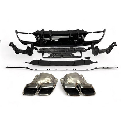 Mercedes C-Klasse W205 S205 Diffusor mit Auspuffblenden (Chrom) im C63 Look RS 