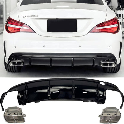 Mercedes CLA-Klasse C117 X117 Diffusor mit Auspuffblenden (Chrom) in CLA 45 AMG Optik RS 