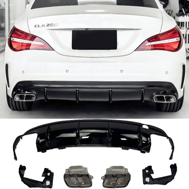 Mercedes CLA-Klasse C117 X117 Diffusor mit Auspuffblenden (Schwarz) in CLA 45 AMG Optik RS 