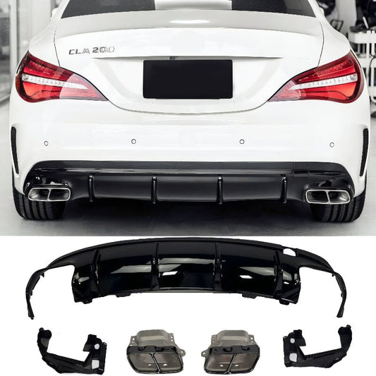 Mercedes CLA-Klasse C117 X117 Diffusor mit Auspuffblenden (Schwarz) in CLA 45 AMG Optik RS 