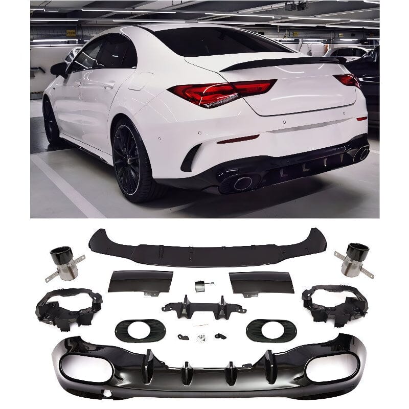 Mercedes CLA-Klasse C118 W118 Diffusor mit Auspuffblenden 1x1 (schwarz) RSHOP 