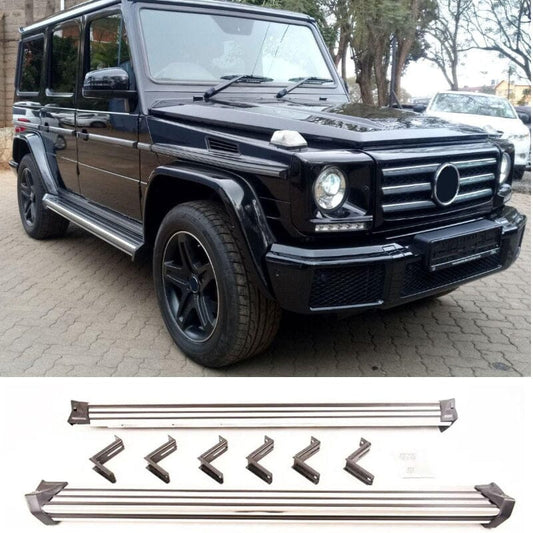 Mercedes G-Klasse W463 Edelstahl Trittbretter (Side Steps) mit Anti-Rutsch Gummileisten 1990–2018 RS 