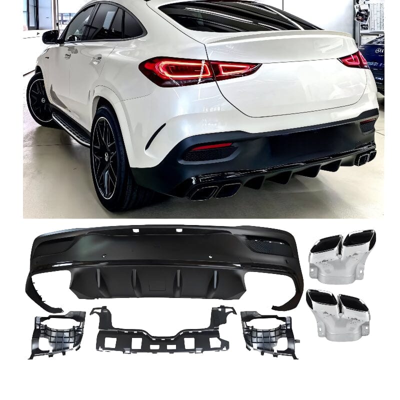 Mercedes GLE Coupé C167 Diffusor mit Auspuffblenden 2x2 (Chrom) RS 