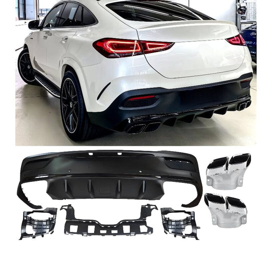 Mercedes GLE Coupé C167 Diffusor mit Auspuffblenden 2x2 (Chrom) RS 