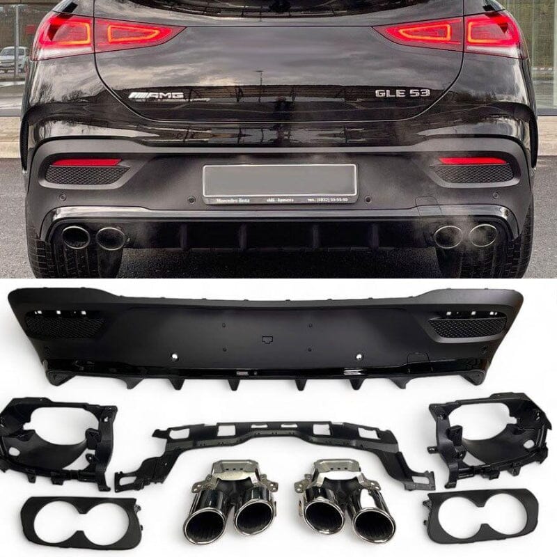 Mercedes GLE Coupé C167 Diffusor mit Auspuffblenden 2x2 (Chrom) RS 