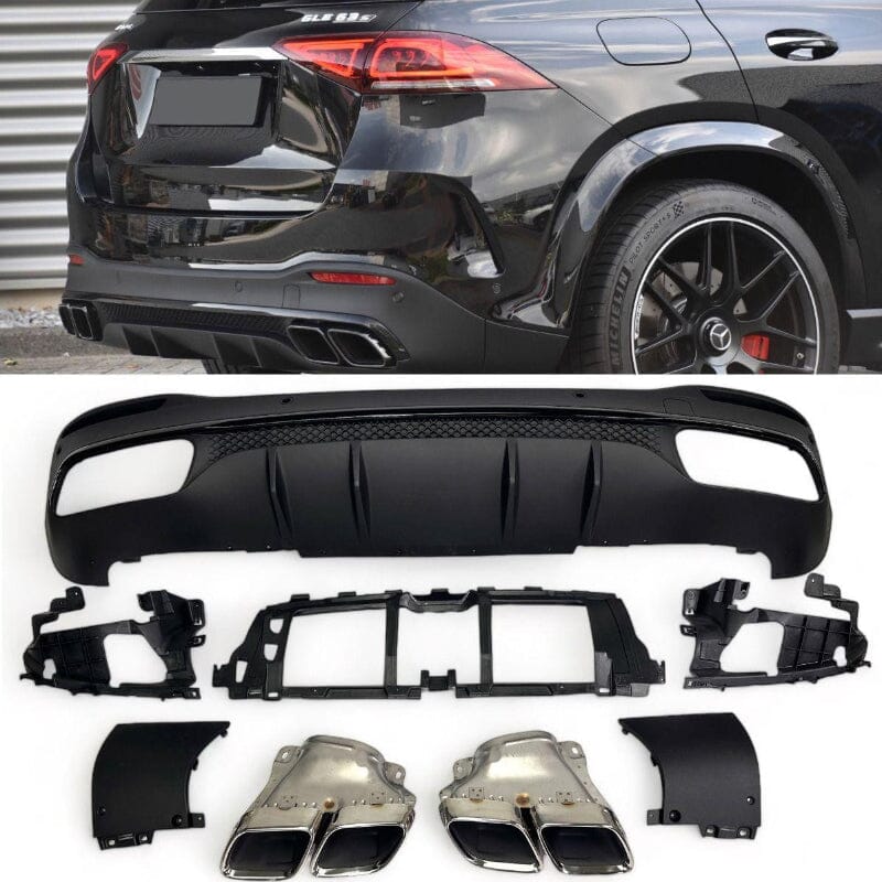 Mercedes GLE W167 SUV Diffusor mit Auspuffblenden 2x2 (Chrom) RS 