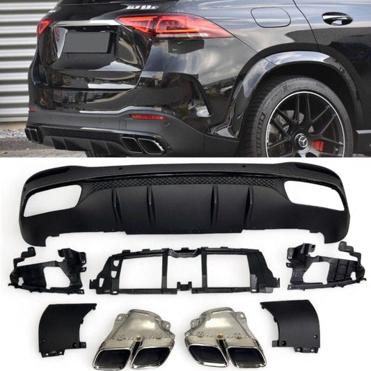 Mercedes GLE W167 SUV Diffusor mit Auspuffblenden 2x2 (Chrom) RS 