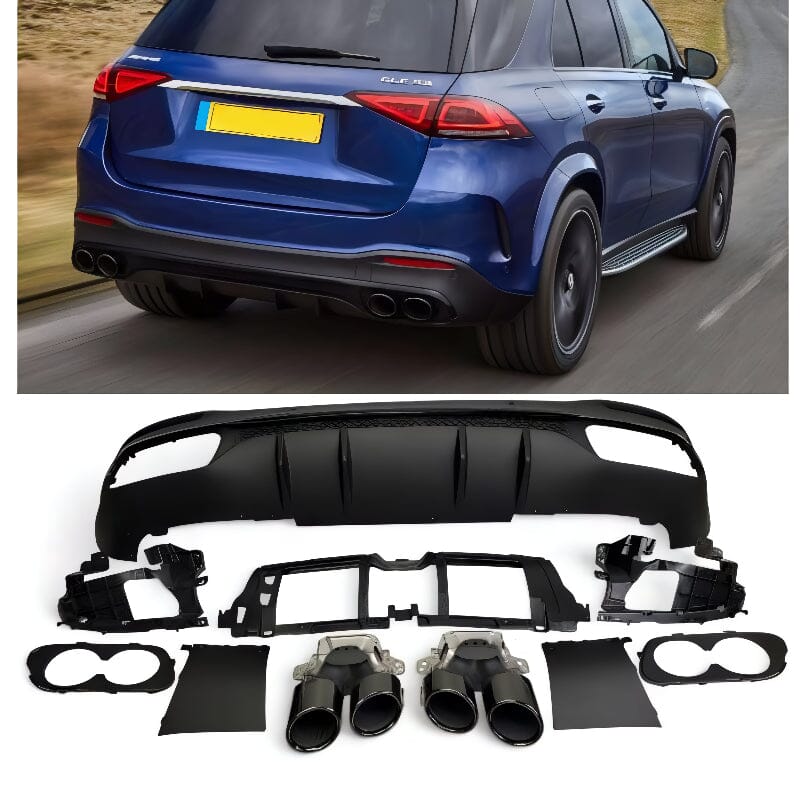 Mercedes GLE W167 SUV Diffusor mit Auspuffblenden 2x2 (schwarz) RS 