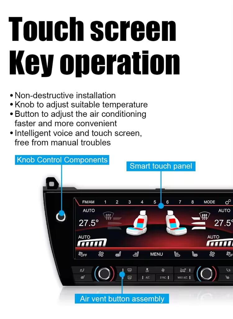 Touchscreen Klimabedienfeld für BMW 5er F10 & X5 - Klimasteuerung Upgrade RSHOP 